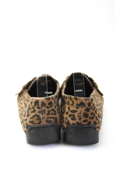 Stuart Weitzman Womens Leopard Printed Suede Slip On Loafers Brown Size 8.5M