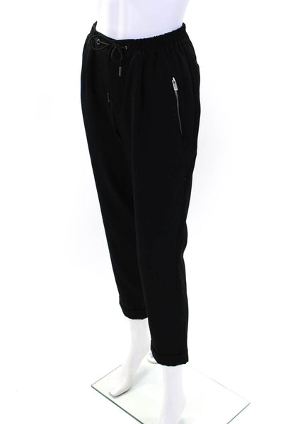 The Kooples Womens Slim Leg Pleated Twill Drawstring Joggers Pants Black IT 46