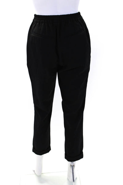 The Kooples Womens Slim Leg Pleated Twill Drawstring Joggers Pants Black IT 46