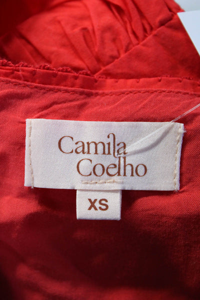 Camila Coelho Womens Spaghetti Strap Poplin Wrap Crop Top Red Size Extra Small