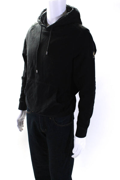 Belstaff Mens Puffer Detail Hoodie Pullover Sweatshirt Black Size Small