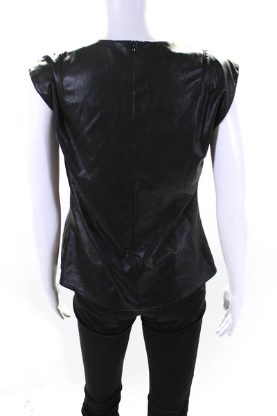 Philosophy di Lorenzo Serafini Womens Faux Leather Tank Black Size 40 14746749