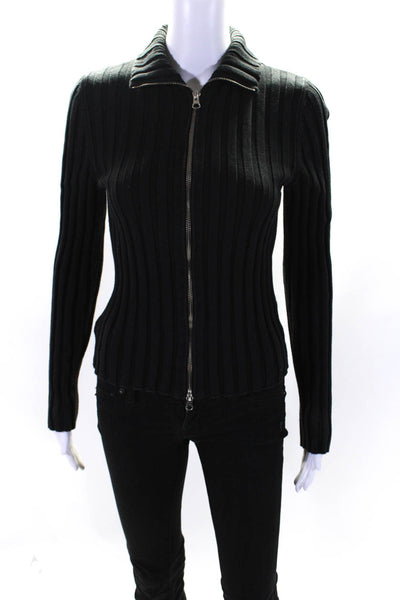 MM6 Maison Margiela Womens Black Ribbed Zip Pullover Black Size M 13917931