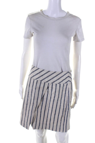 J Crew Womens Beige Striped Linen Layered Lined Mini Skirt Size 4