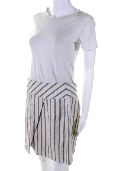 J Crew Womens Beige Striped Linen Layered Lined Mini Skirt Size 4