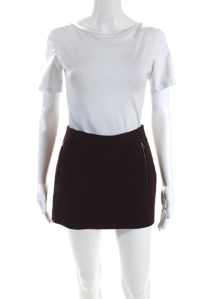 Wilfred Womens Zip Pocket Mid Rise Mini Pencil Skirt Burgundy Size 6