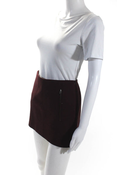 Wilfred Womens Zip Pocket Mid Rise Mini Pencil Skirt Burgundy Size 6