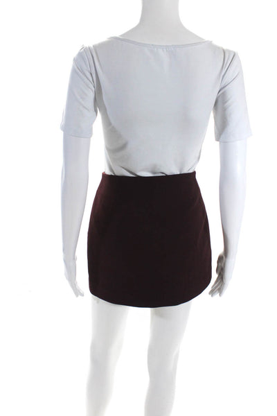 Wilfred Womens Zip Pocket Mid Rise Mini Pencil Skirt Burgundy Size 6