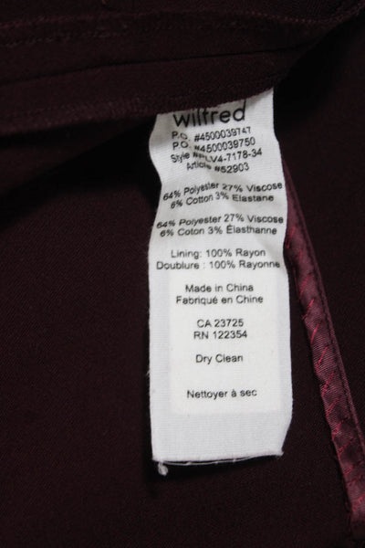 Wilfred Womens Zip Pocket Mid Rise Mini Pencil Skirt Burgundy Size 6