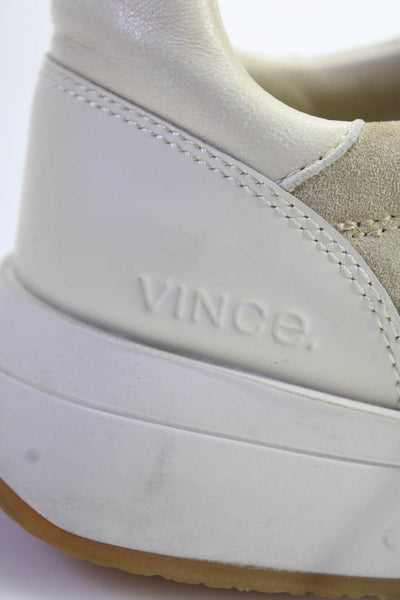 Vince Mens Leather Colorblock Low Top Lace Up Sneakers Tan Beige Size 10US 41EU