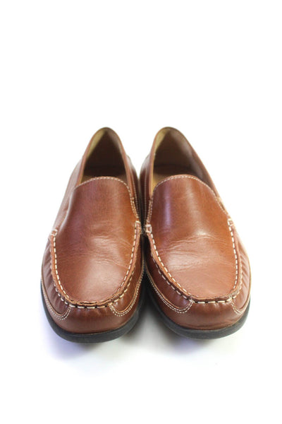 Johnston & Murphy Boys Leather Apron Toe Low Heel Slip On Loafers Brown Size 5.5