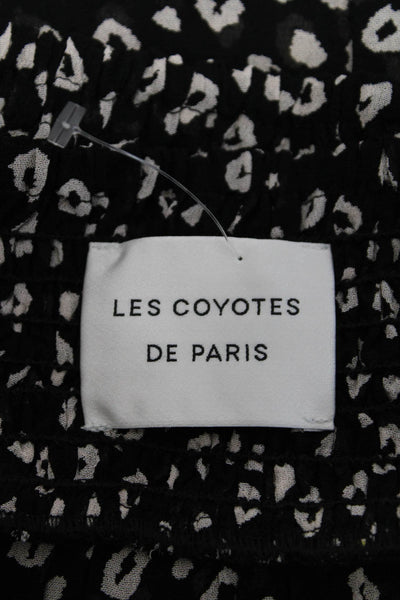 Les Coyotes De Paris Girls Black Leopard Print Layered Mini Skirt Size XS