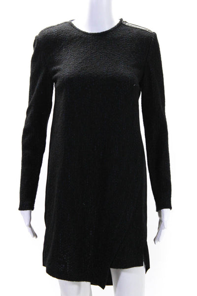 10 Crosby Derek Lam Womens Embroidered Knit Long Sleeves Dress Black Blue Size 2