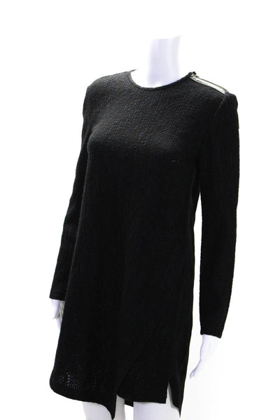 10 Crosby Derek Lam Womens Embroidered Knit Long Sleeves Dress Black Blue Size 2