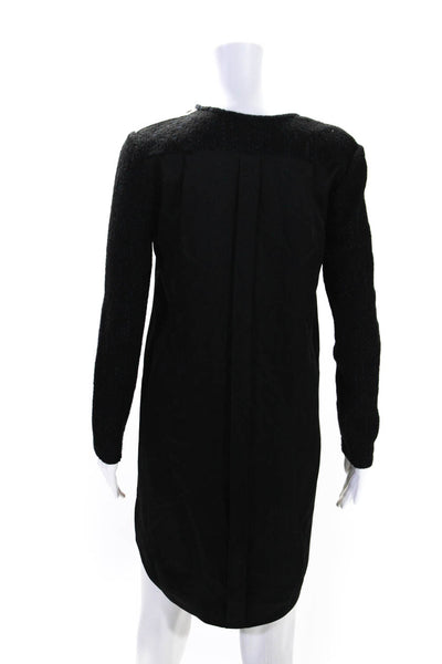 10 Crosby Derek Lam Womens Embroidered Knit Long Sleeves Dress Black Blue Size 2