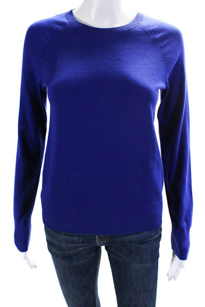 COS Womens Cotton Tight-Knit Long Sleeve Crewneck Shirt Electric Blue Size XS