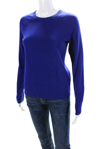 COS Womens Cotton Tight-Knit Long Sleeve Crewneck Shirt Electric Blue Size XS