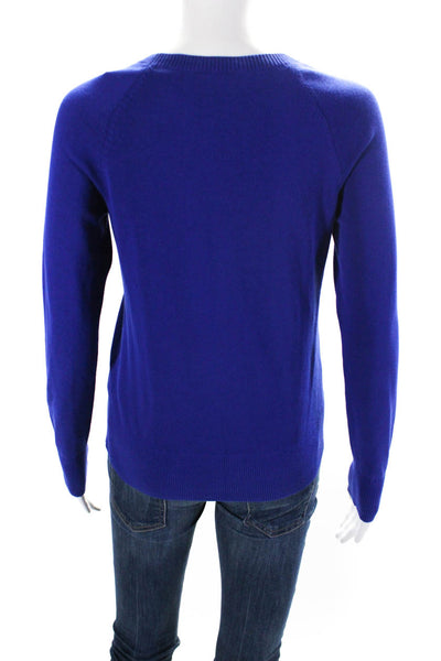 COS Womens Cotton Tight-Knit Long Sleeve Crewneck Shirt Electric Blue Size XS