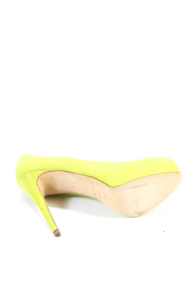 Brian Atwood Womens Suede Platform High Heels Pumps Lime Green Size 36.5 6.5