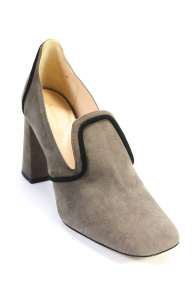 Marion Parke Womens Suede Slide On High Heel Loafer Pumps Gray Size 39 9