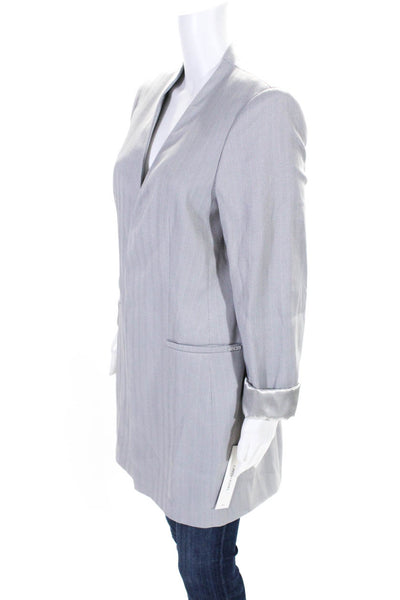 Calvin Klein Women's V-Neck Long Sleeves Herringbone Jacket Gray Size 14