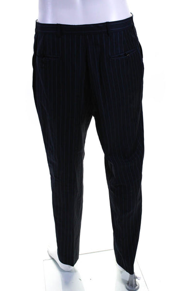 Hickey Freeman Mens Navy Two Button Striped Blazer Pants Suit Set Size 34R