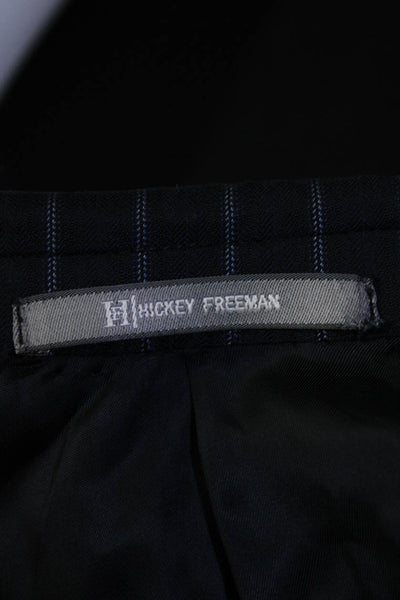 Hickey Freeman Mens Navy Two Button Striped Blazer Pants Suit Set Size 34R