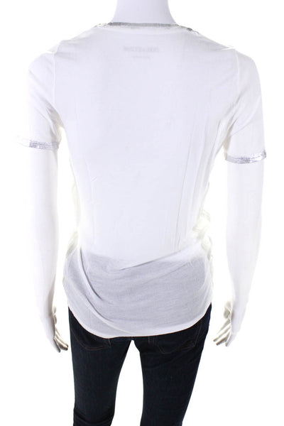 Zadig & Voltaire Womens Short Sleeve Metallic Trim Tee Shirt White Size Small