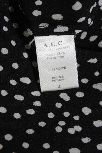 ALC Women's Halter Neck Sleeveless Spotted Dot Silk Blouse Black Size 4