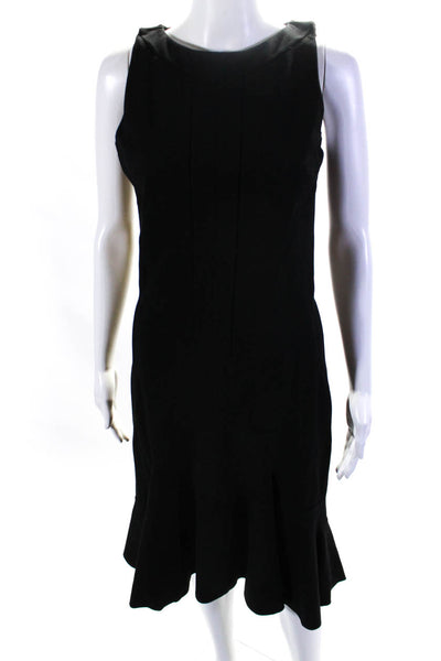 Antonio Berardi Women's Round Neck Sleeveless Fit Flare Midi Dress Black Size 2