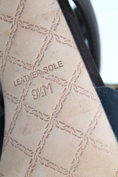 L.A.M.B. Womens Suede Fringe Cut Out Sandal Heels Black Size 9.5 Medium