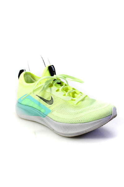 Nike Womens Zoom Fly 4 Fly Knit Mesh Running Sneakers Yellow Blue Size 7.5