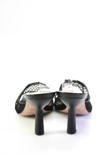 Porte & Paire Womens Leather Trim Mesh Toe Ring Mules Sandals Black Size 37 7