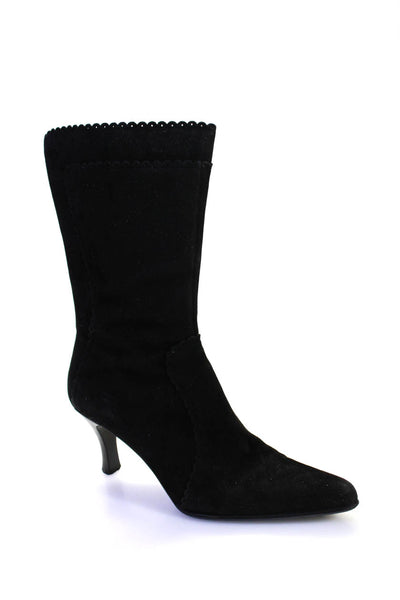 Franco Sarto Womens Heavenly Stiletto Mid Calf Boots Black Suede Size 9