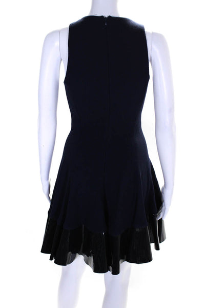 Cushnie Et Ochs Womens Blue Wool Crew Neck Sleeveless Fit & Flare Dress Size 6