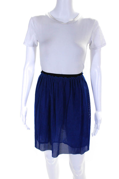 Brogden Womens Blue Suede Leather Cut Out Lined Knee Length Skirt Size S/42