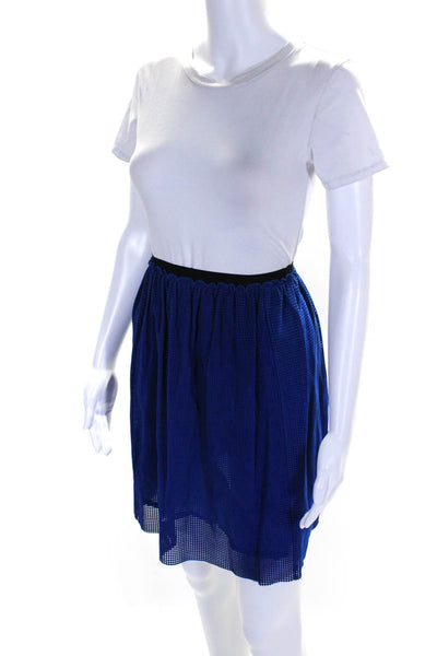 Brogden Womens Blue Suede Leather Cut Out Lined Knee Length Skirt Size S/42