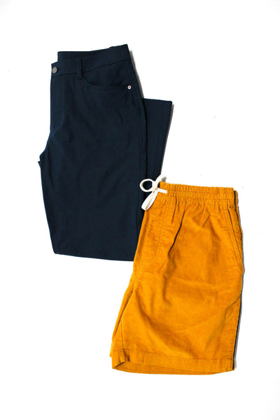 J Crew Lululemon Mens Corduroy Shorts Chino Trousers Yellow Blue Size M 30 Lot 2