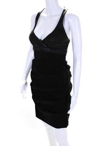 Nicole Miller Womens Sleeveless Ruched Sheath Little Black Dress Black Size 8