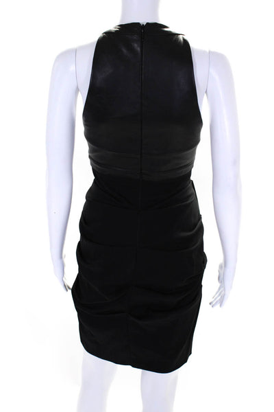 Nicole Miller Womens Sleeveless Ruched Sheath Little Black Dress Black Size 8