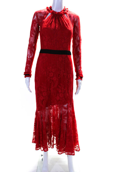 Three Floor Womens Split Tease Dress Red Size 6R 11276374