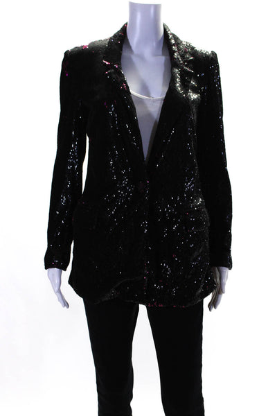 Badgley Mischka Womens Plum Sequin Blazer Black Size 4 14240562