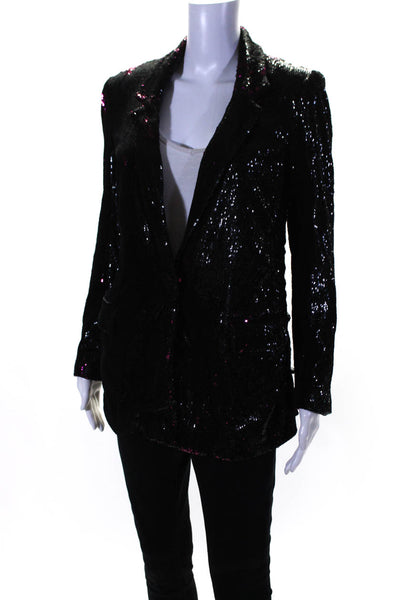 Badgley Mischka Womens Plum Sequin Blazer Black Size 4 14240562