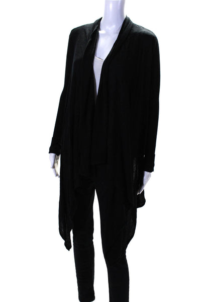 Lululemon Womens Ribbed Sleeve Thin Knit Waterfall Cardigan Sweater Black Size 4