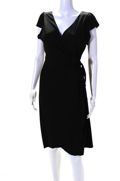 Max Studio Womens Flutter Sleeve Knee Length Wrap Dress Black Size Medium