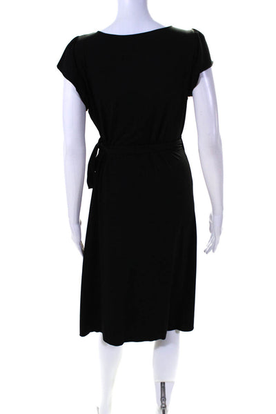 Max Studio Womens Flutter Sleeve Knee Length Wrap Dress Black Size Medium