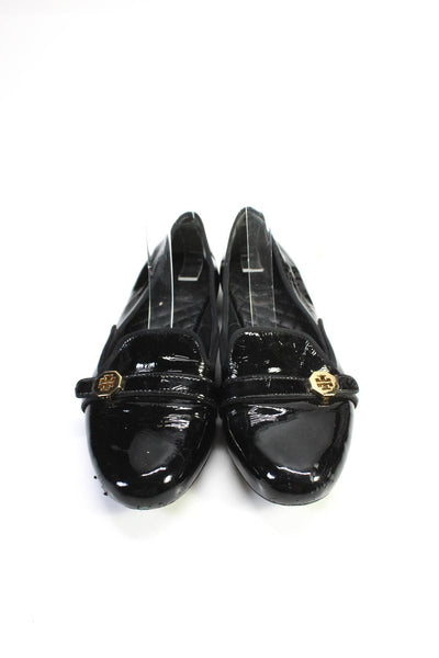 Tory Burch Womens Patent Leather Logo Single Strap Flat Loafers Black Size 8US