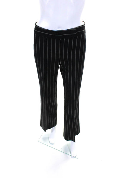 Theory Women's Flat Front Straight Leg Dress Pant Black Stripe Size 0