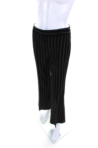 Theory Women's Flat Front Straight Leg Dress Pant Black Stripe Size 0