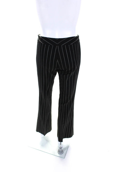 Theory Women's Flat Front Straight Leg Dress Pant Black Stripe Size 0